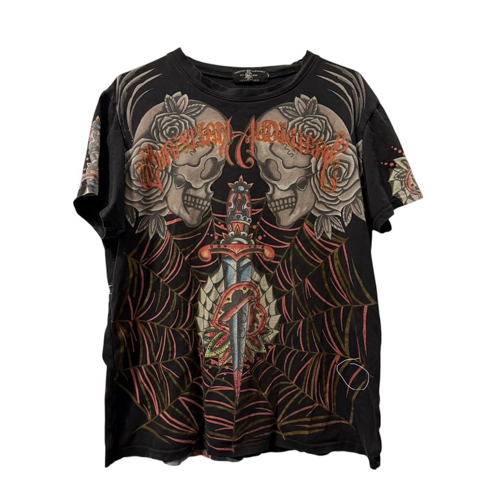 RARE! Authentic Vintage Y2K Christian Audigier graphic t-shirt ☠️🐍🥀
